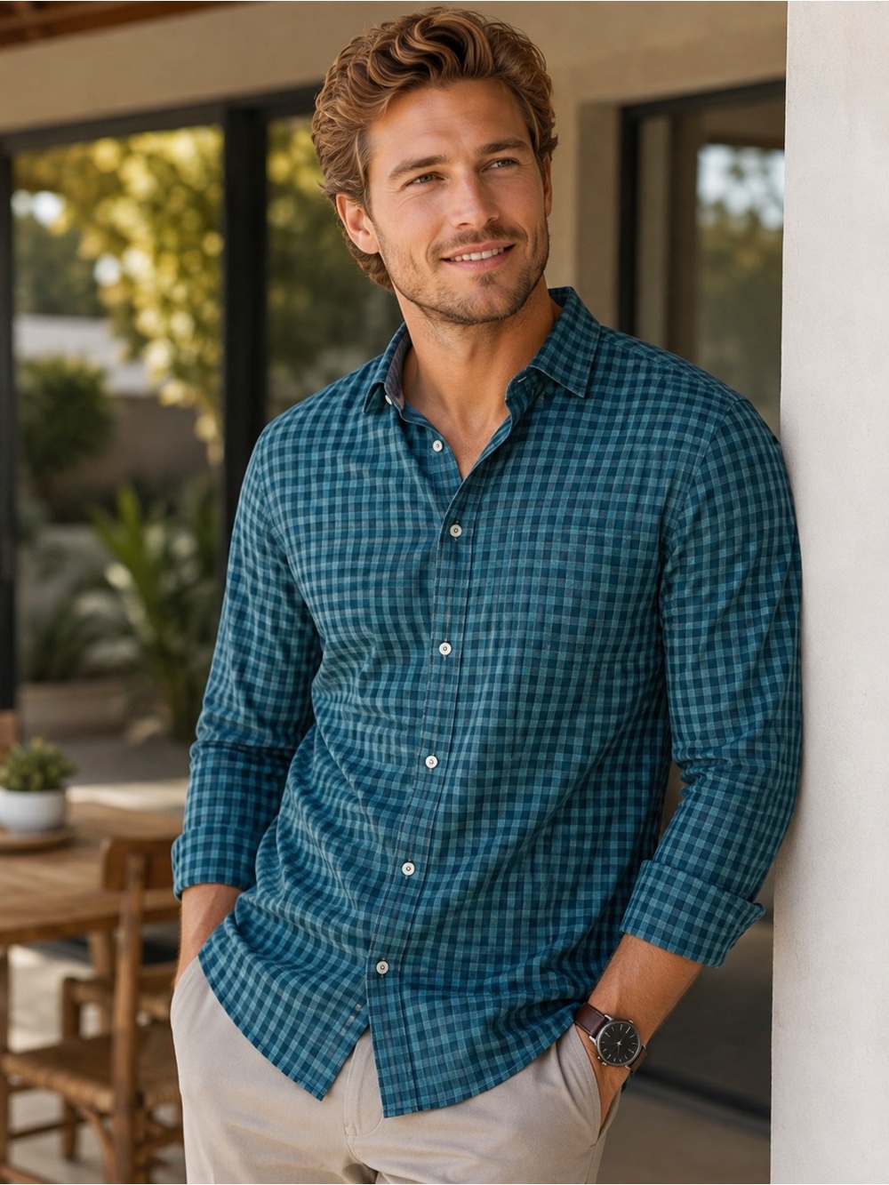 Peter Millar Stretch Button-Up Shirt Size L | Slim Fit & Modern Plaid MF18W30CSL
